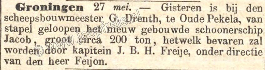 Te water lating van de 'Jacob'